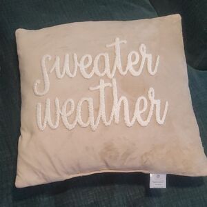 Huntington Home Beige Embroidered Throw Pillow